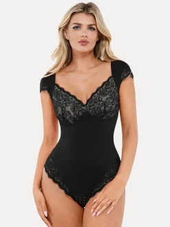 Shapewear Cap Sleeve Slimming Lace Cup Bodysuit