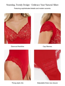 Shapewear Cap Sleeve Slimming Lace Cup Bodysuit