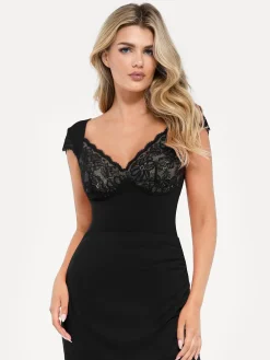 Shapewear Cap Sleeve Slimming Lace Cup Bodysuit