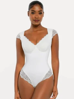 Shapewear Cap Sleeve Slimming Lace Cup Bodysuit