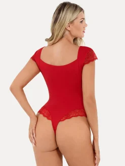 Shapewear Cap Sleeve Slimming Lace Cup Bodysuit