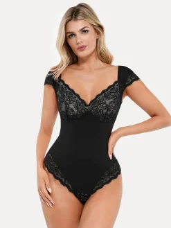 Shapewear Cap Sleeve Slimming Lace Cup Bodysuit