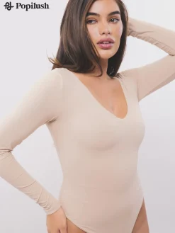 Shapewear CloudSense Long Sleeve V-Neck Sculpting Bodysuit