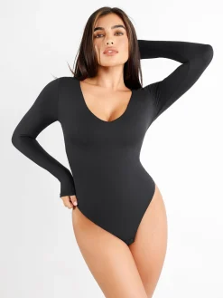 Shapewear CloudSense Long Sleeve V-Neck Sculpting Bodysuit