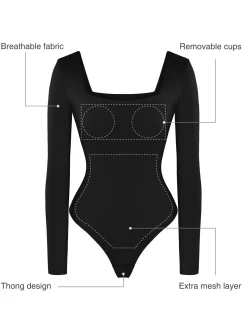Shapewear Contour Long Sleeve Square Neck Bodysuit