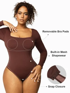 Shapewear Contour Long Sleeve Square Neck Bodysuit