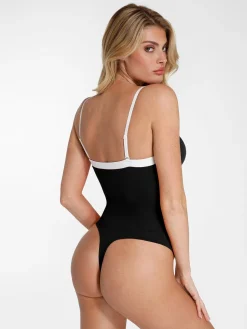 Shapewear Contrast Bra Strap Tummy Control Bodysuit