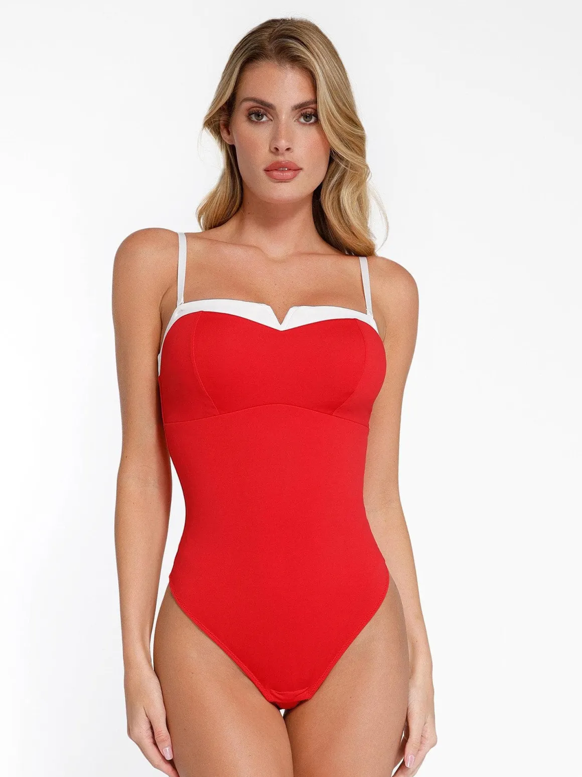 Shapewear Contrast Bra Strap Tummy Control Bodysuit