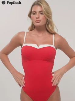 Shapewear Contrast Bra Strap Tummy Control Bodysuit