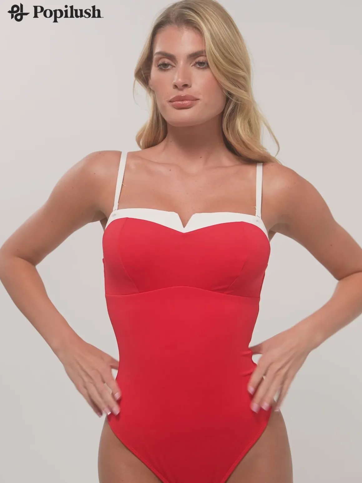 Shapewear Contrast Bra Strap Tummy Control Bodysuit