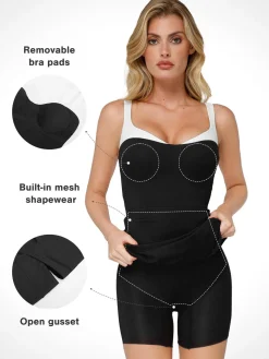 Shapewear Contrast Trim Built-In Sculpting Maxi Dress