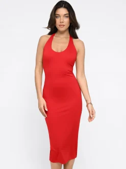 Shapewear Convertible Backless Halter Sculpting Midi Dress