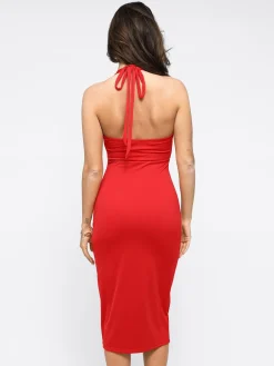 Shapewear Convertible Backless Halter Sculpting Midi Dress
