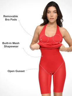 Shapewear Convertible Backless Halter Sculpting Midi Dress