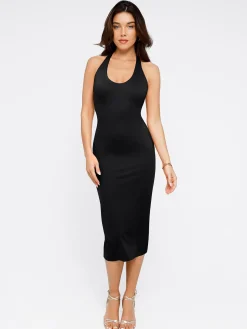 Shapewear Convertible Backless Halter Sculpting Midi Dress