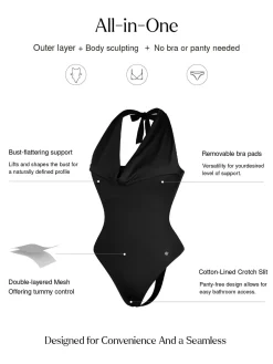 Shapewear Cowl Neck Halter Tummy Control Bodysuit