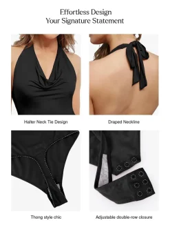 Shapewear Cowl Neck Halter Tummy Control Bodysuit