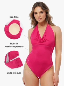 Shapewear Cowl Neck Halter Tummy Control Bodysuit