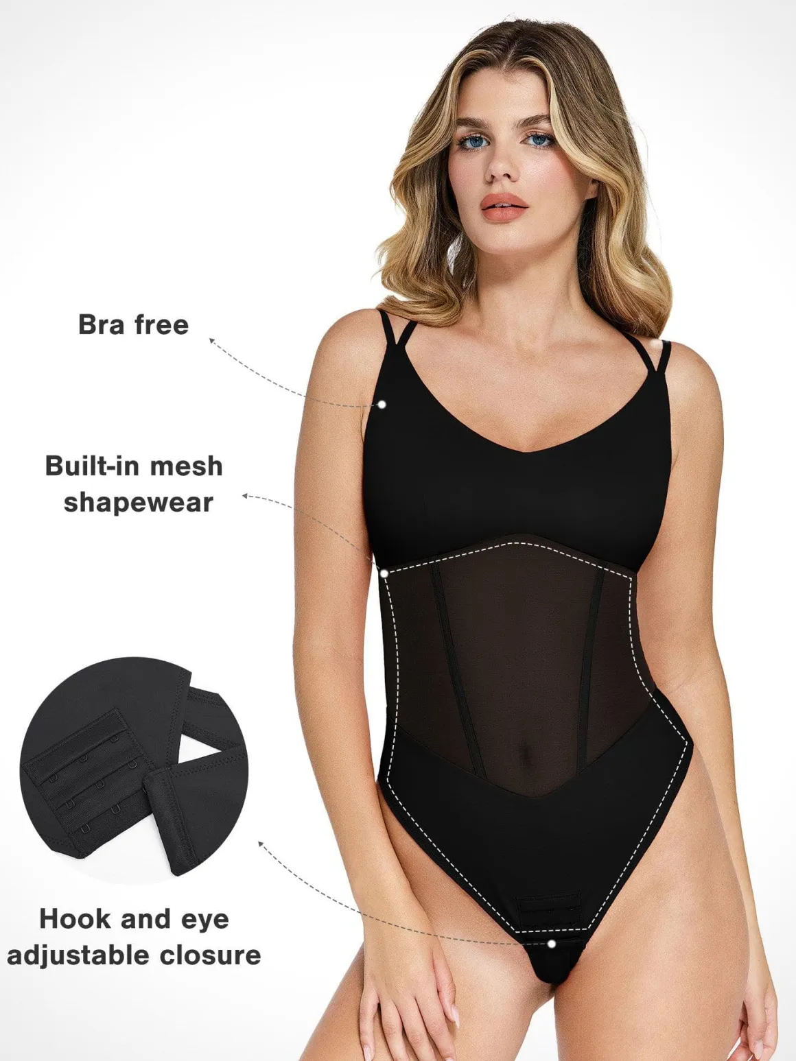 Shapewear Crisscross Back Illusion Mesh Sculpting Bodysuit