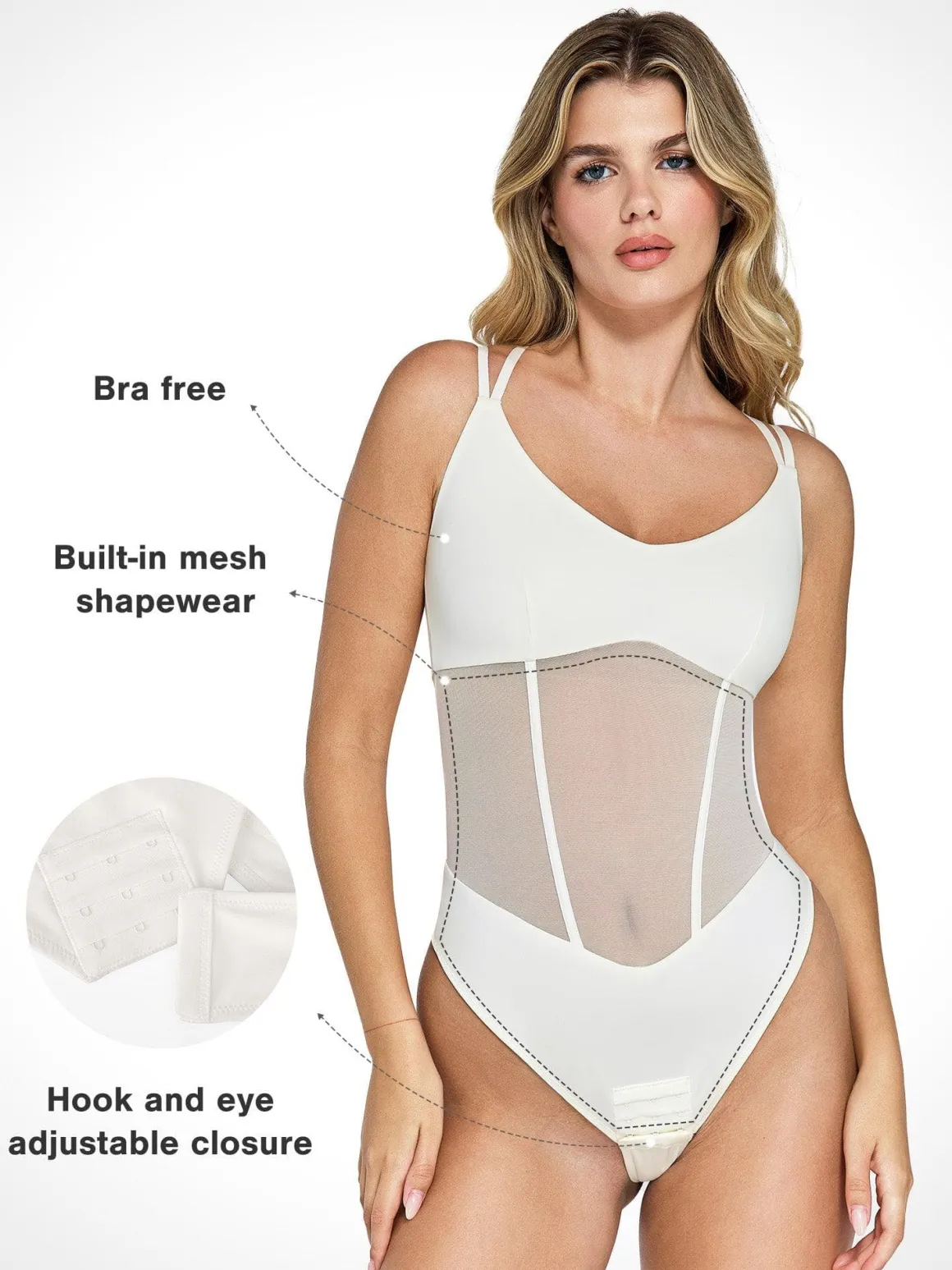 Shapewear Crisscross Back Illusion Mesh Sculpting Bodysuit