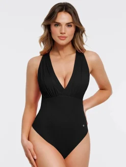 Shapewear Cross-Front Draped Halter Tummy Control Bodysuit