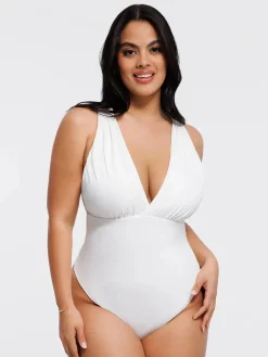 Shapewear Cross-Front Draped Halter Tummy Control Bodysuit