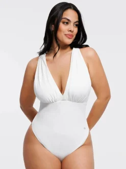 Shapewear Cross-Front Draped Halter Tummy Control Bodysuit