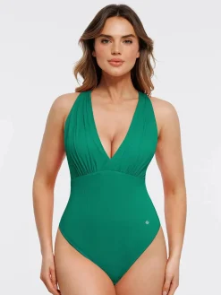 Shapewear Cross-Front Draped Halter Tummy Control Bodysuit