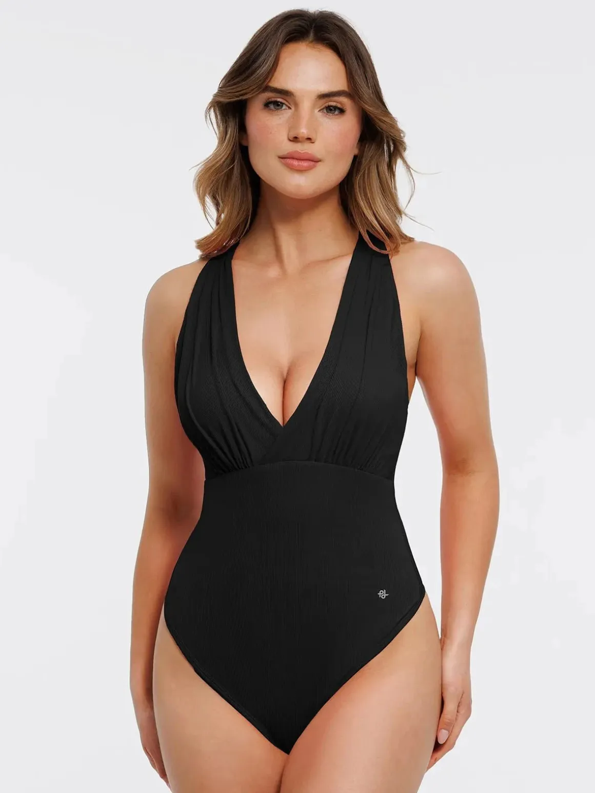 Shapewear Cross-Front Draped Halter Tummy Control Bodysuit