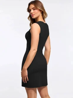 Shapewear Cut-in Square Neck Sculpting Midi Dress