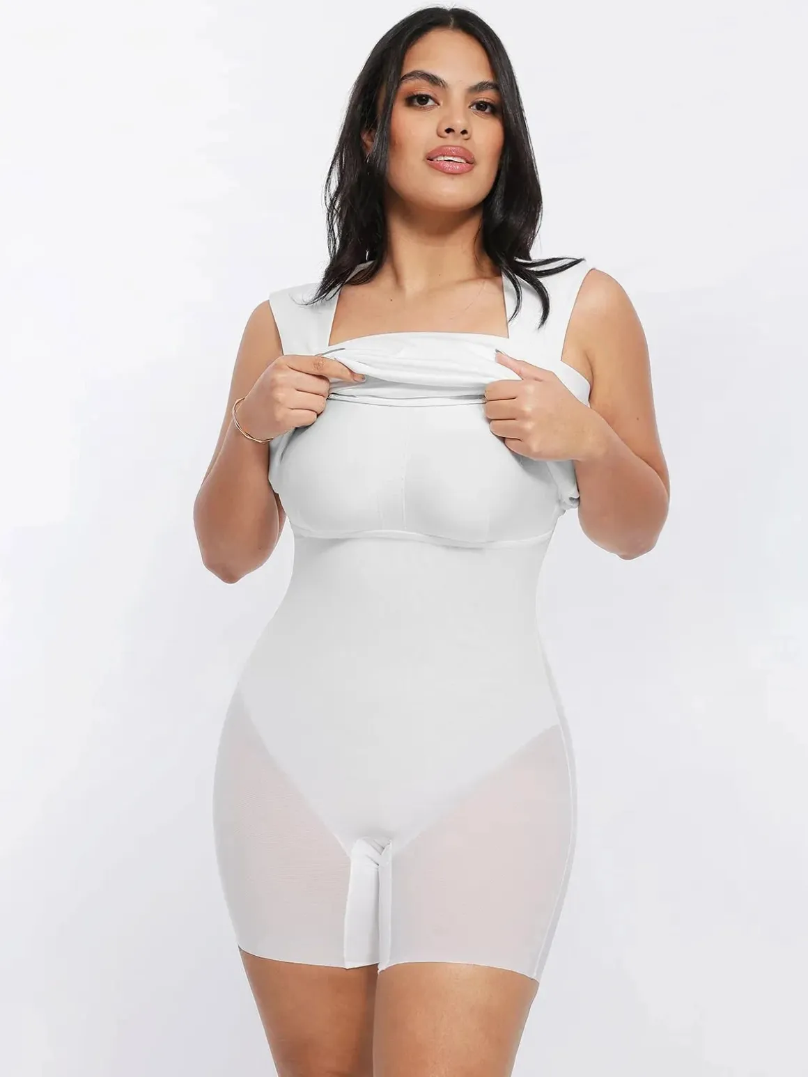 Shapewear Cut-in Square Neck Sculpting Midi Dress