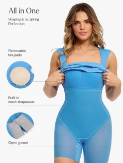 Shapewear Cut-in Square Neck Sculpting Midi Dress