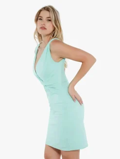 Shapewear Deep V-Neck Bias Twist Sculpting Mini Dress