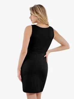 Shapewear Deep V-Neck Bias Twist Sculpting Mini Dress