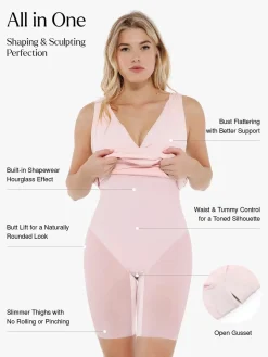Shapewear Deep V-Neck Bias Twist Sculpting Mini Dress