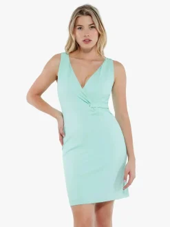 Shapewear Deep V-Neck Bias Twist Sculpting Mini Dress