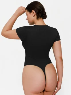 Shapewear Deep V-Neck Button Front Sculpting Bodysuit
