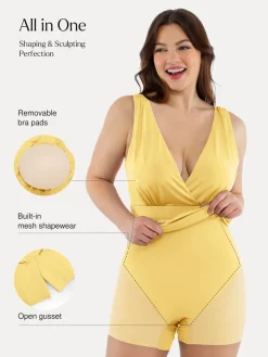 Shapewear Deep V-Neck Front Slit Goddess Maxi Dress