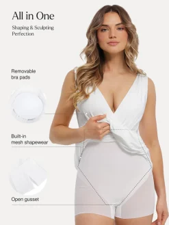 Shapewear Deep V-Neck Front Slit Goddess Maxi Dress
