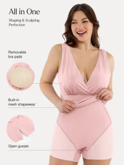 Shapewear Deep V-Neck Front Slit Goddess Maxi Dress