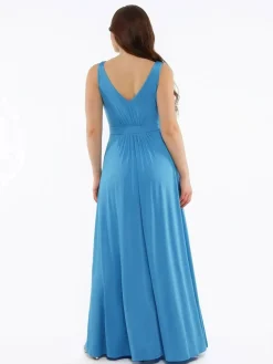 Shapewear Deep V-Neck Front Slit Goddess Maxi Dress