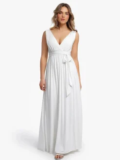 Shapewear Deep V-Neck Front Slit Goddess Maxi Dress