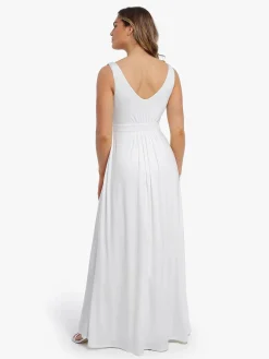Shapewear Deep V-Neck Front Slit Goddess Maxi Dress