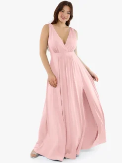 Shapewear Deep V-Neck Front Slit Goddess Maxi Dress