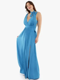 Shapewear Deep V-Neck Front Slit Goddess Maxi Dress