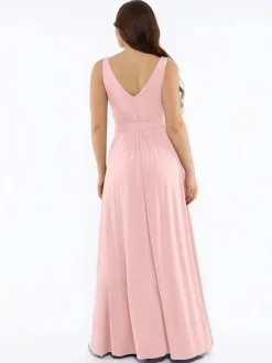 Shapewear Deep V-Neck Front Slit Goddess Maxi Dress