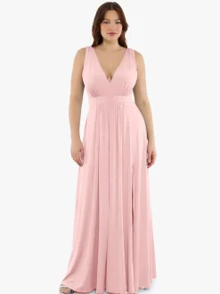 Shapewear Deep V-Neck Front Slit Goddess Maxi Dress