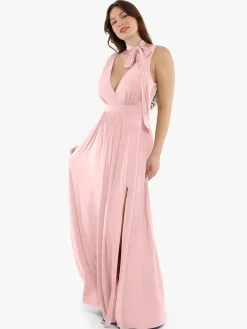 Shapewear Deep V-Neck Front Slit Goddess Maxi Dress