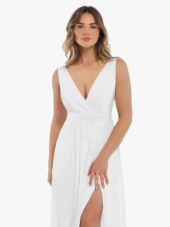 Shapewear Deep V-Neck Front Slit Goddess Maxi Dress
