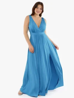 Shapewear Deep V-Neck Front Slit Goddess Maxi Dress
